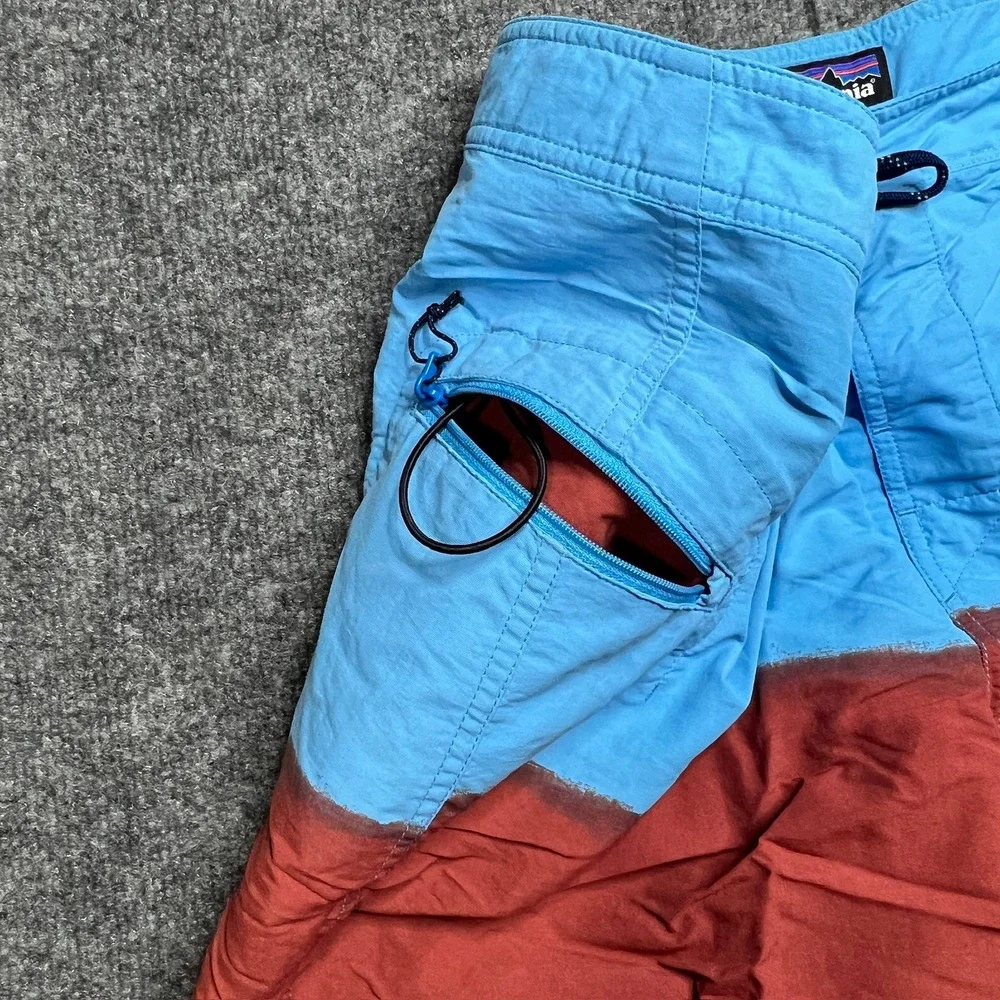 Patagonia Men 36 Wavefarer Engineered Board Shorts Waterline Blue Red Swim Trunk